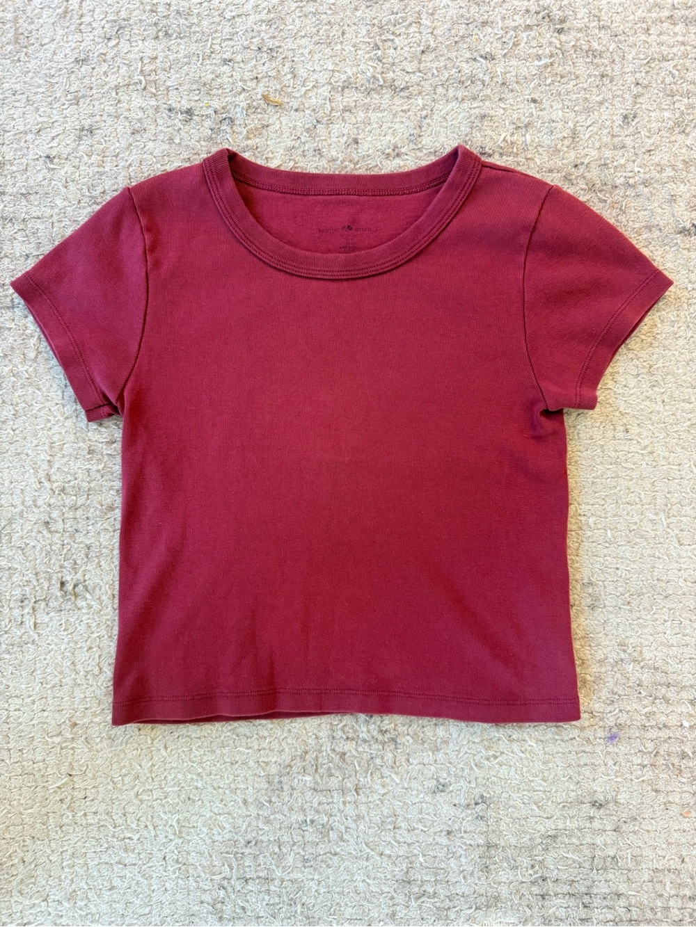 Brandy Melville Burgundy Short Sleeve Ribbed Tee